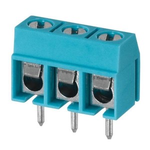 TB002-500-03BE, Фиксированные клеммные колодки Terminal block, screw type, 5.00 , horizontal, 3 poles, CUI Blue, slotted screw, PCB mount