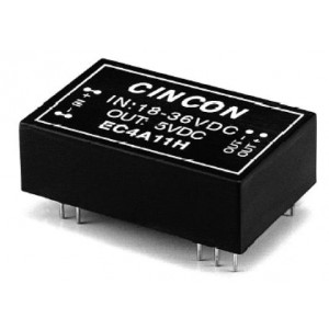 EC4A25, Преобразователи постоянного тока в постоянный с изоляцией DC-DC Converter, 5 to 6 Watt, 2:1 Input Range, 36-72VDC Input, +/-15VDC Output, 500VDC min. Isolation, Non-Conductive Black Plastic, DIP-24 1.25x0.80x0.40"