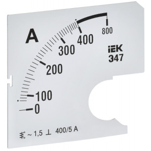 Шкала сменная для амперметра Э47 400/5А-1.5 72х72мм IPA10D-SC-0400