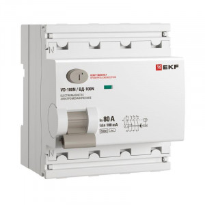 Выключатель дифференциального тока 4п 80А 100мА тип AC 6кА ВД-100N электромех. PROxima E1046M80100