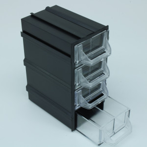 Бокс для р/дет К- 5-В1 прозр/черный, Пластиковый контейнер для хранения крепежа, радиоэлектронных комплектующих, любых небольших деталей