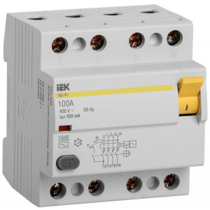 Выключатель дифференциального тока (УЗО) 4п 100А 100мА тип AC ВД1-63 MDV10-4-100-100