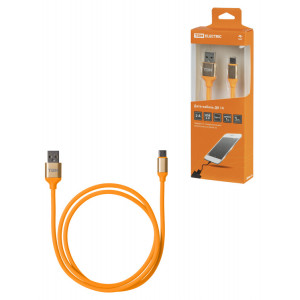 Дата-кабель, ДК 14, USB - USB Type-C, 1 м, силиконовая оплетка, оранжевый, SQ1810-0314