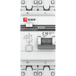 Дифференциальный автомат АД-32 1P+N 10А/30мА (хар. C, A, электронный, защита 270В) 6кА EKF PROxima