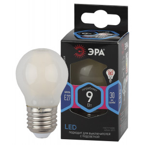 Лампочка светодиодная F-LED P45-9w-840-E27 frost E27 / Е27 9Вт филамент шар матовый нейтральный белый свет Б0047030