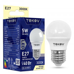 Лампа светодиодная 5Вт G45 3000К Е27 176-264В TKE-G45-E27-5-3K