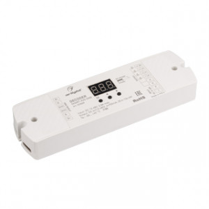 SMART-K20-DMX, Декодер тока DMX512 для трансляции DMX512 сигнала ШИМ(PWM) устройствам, таким как светильники и мощные светодиоды. Питание 12-48VDC. 4 канала, ток нагрузки 4x700mA, мощность нагрузки 33.6-134.4W. Входной сигнал DMX512, выходной сигнал ШИМ(PWM). Цифровой д
