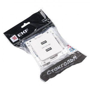 Розетка USB 2-м Стокгольм 2.1А механизм бел. PROxima EYR16-028-10-2USB