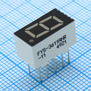 FYS-3611AHR-11, 1 разрядный индикатор 9,1мм/красный/640нм/50-80мкд/ОК