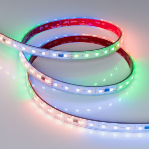 SPI-P-BA120-14MM 24V RGBW-WARM-PX6-BPT, Светодиодная лента SPI-BA120, герметичная IP66 (P - силиконовая трубка), микросхема WS2814. Светодиоды 5060 (60 шт/м) + 2835 (60 шт/м), (Pixel = 6 LED RGB + 6 LED White), белая плата, скотч 3М. Цвет RGB + ТЕПЛЫЙ 3000К, цветопередача CRI>90, угол 120°. Пит