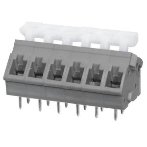 TBL005A-500-06GY-2WT, Фиксированные клеммные колодки Terminal block, screwless, 5.00, 45 , 6, Gray w White Button