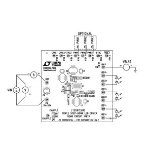 DC1497A, Средства разработки схем светодиодного освещения  LT3597EUHG Demo Board: 60V Triple Step-D