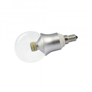 E14 CR-DP-G60 6W WHITE, Е14 светодиодная лампа шар G60. Корпус алюминий+стекло. Замена ламп накаливания 40Вт. Цвет БЕЛЫЙ 5500-6500K, св. поток 530 лм, угол освещения 300°. Питание 100-240V AC50/60Hz, мощность 6Вт. Размер d=60х122 мм