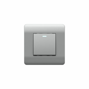 Выключатель 1-кл. NEW3-E 10А без фиксации с подсветкой серебр. 431403