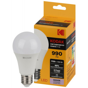 Лампочка светодиодная LED KODAK A60-11W-865-E27 E27 / Е27 11Вт груша холодный дневной свет Б0057607