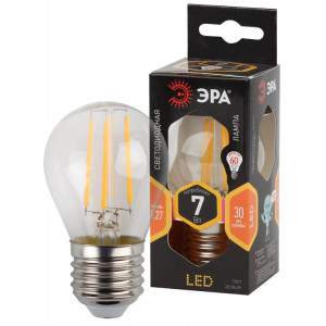 Лампочка светодиодная F-LED P45-7W-827-E27 E27 / Е27 7Вт филамент шар теплый белый свет Б0027948
