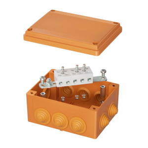 Коробка пластиковая FS с кабельными вводами и клеммниками, IP55, 150х110х70 мм, 5р, 450V, 30A, 16 мм2 FSB21516