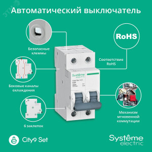 Выключатель автоматический модульный 2п C 25А 4.5кА City9 Set 230В SE C9F34225