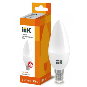 Лампа светодиодная Eco C35 5Вт свеча 3000К тепл. бел. E14 450лм 230-240В LLE-C35-5-230-30-E14
