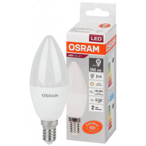 Лампа светодиодная LED Value LVCLB60 7SW/830 7Вт свеча матовая E14 230В 10х1 RU OSRAM 4058075578883