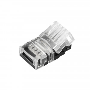 HIP-RGB-10-4PIN-STW, Одиночный коннектор (без провода) для подключения питания к открытым RGB лентам шириной 10 мм. Очистка провода питания (0,5-1,0 мм2) от изоляции не требуется. Материал - прозрачный пластик. Максимальный допустимый ток 3 А, напряжение 3-24 В