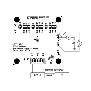 DC1055A, Средства разработки схем светодиодного освещения  LTC3219EUD Demo Board