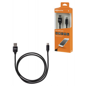 Дата-кабель, ДК 8, USB - USB Type-C, 1 м, тканевая оплетка, черный, SQ1810-0308