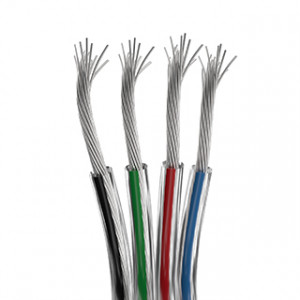 ARL-20AWG-CLEAR-4WIRE-CU, Шлейф для питания и управления RGB светодиодными лентами. 4 проводника, калибр проводника 20AWG, сечение проводника 0.52 мм2, проводник из луженой меди, внешняя оболочка из прозрачного ПВХ. Длина кабеля в бухте — 50 метров