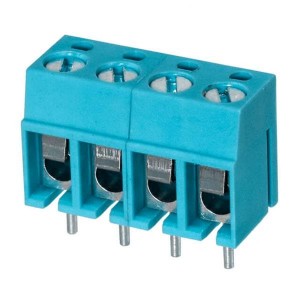 TB001-500-04BE, Фиксированные клеммные колодки Terminal block, screw type, 5.00, horizontal, 4 poles, CUI Blue, slotted screw, PCB mount