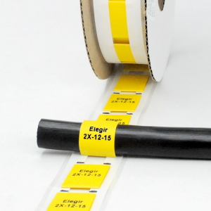 Маркер плоский MFSS-2X-12-15х2-Y, Маркер термоусадочный, для маркировки и изоляции проводов и кабелей, длина 15 + 15 мм, диаметр провода: 6 - 12 мм, цвет желтый, для принтера: RT200, RT230, в упаковке 600 маркеров