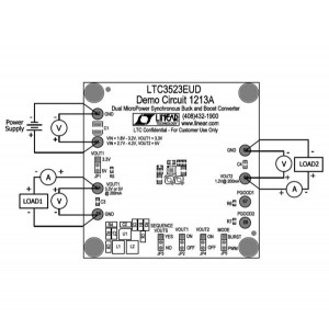 DC1213A, Средства разработки интегральных схем (ИС) управления питанием LTC3523EUD - 1MHz Dual 400mA Buck + 600m
