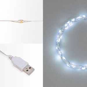 Гирлянда Роса 5 м, 50 LED, USB, белое свечение 315-965