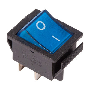 Выключатель клавишный 250V 16А (4с) ON-OFF синий с подсветкой (RWB-502, SC-767, IRS-201-1) Индивидуальная упаковка 1 шт 36-2331-1