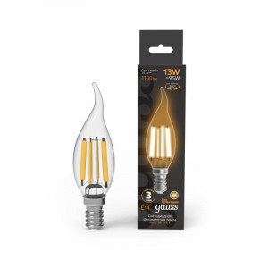 Лампа светодиодная филаментная Black Filament 13Вт свеча на ветру 2700К тепл. бел. E14 1100лм 104801113