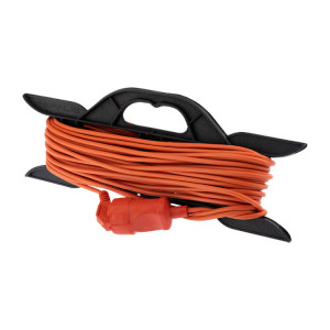 Удлинитель-шнур на рамке ПВС 2х0.75, 20 м, б/з, 6 А, 1300 Вт, IP20, оранжевый (Сделано в России) 11-7112