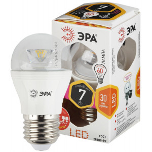 Лампочка светодиодная STD LED P45-7W-827-E27-Clear E27 / Е27 7Вт шар теплый белый свет Б0017243