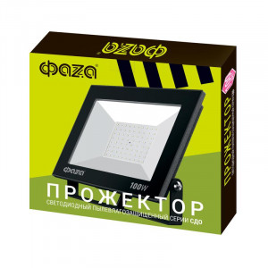 Прожектор светодиодный СДО-20 100Вт 6500К IP65 230В BL ДО прозр. закален. стекло 5047341