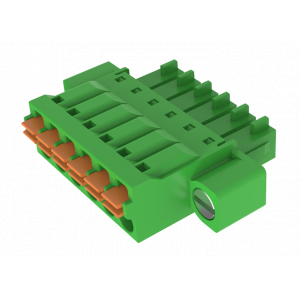 Розеточный разъем на кабель MC-RF3.5H17P-K-0001, Розеточный разъем, прямой, на кабель, шаг: 3.5 мм, 17 полюсов, фиксация провода Push-In исполнение: с монтажными фланцами, 160V, 8A, цвет: зеленый