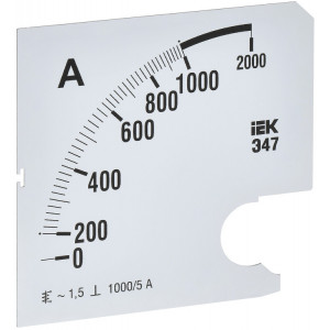 Шкала смен. для амперметра Э47 1000/5А-1,5 96х96мм IPA20D-SC-1000