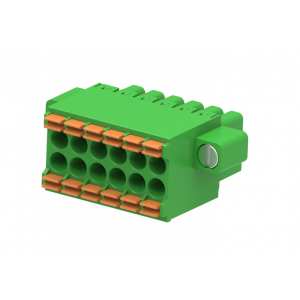 Розеточный разъем на кабель MC-DRT3.5H46P-K-0001, Розеточный разъем, прямой, 2 этажа, на кабель, шаг: 3.5 мм, 23x2 полюса, фиксация провода Push-In исполнение: с монтажными фланцами, 160V, 8A, цвет: зеленый