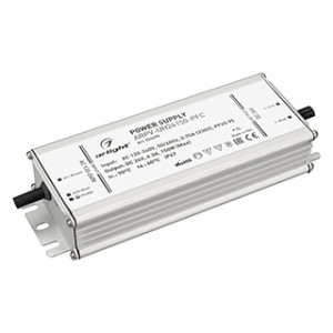 Блок питания ARPV-UH24150-PFC (24V, 6.3A, 150W) 024270, Источник напряжения с гальванической развязкой для светодиодных изделий. Входное напряжение 120-240 VAC. Выходные параметры: 24 В, 6.3 А, 150 Вт. Встроенный PFC >0.95. Герметичный алюминиевый корпус IP 67. Рабочая температура -40…+70C?. Габаритные размеры