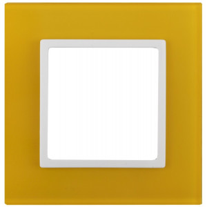 14-5101-21 Рамка на 1 пост, стекло, Elegance, жёлтый+бел (10/50/1800) Б0034476