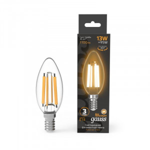 Лампа светодиодная филаментная Black Filament 13Вт свеча 2700К тепл. бел. E14 1100лм 103801113