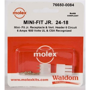 76650-0084, Проводные клеммы и зажимы MiniFit Jr Conn Kit V Hdr Recept 6Ckt