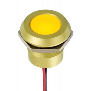 Q22Y5AYXXSY12E, Светодиодные панельные индикаторы Supr Bright YLW LED 12VDC 22mm Anodized