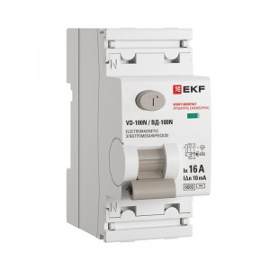 Выключатель дифференциального тока 2п 16А 10мА тип AC 6кА ВД-100N электромех. PROxima E1026M1610
