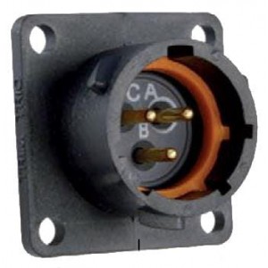 UTS012E3P, Стандартный цилиндрический соединитель 3P Pin Receptacle Square Flange Sz 12E