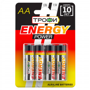 Батарейка Трофи LR6-4BL ENERGY POWER Alkaline (40/640/20480) C0034657