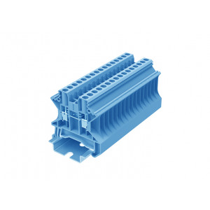 Проходная клемма TU2.5-2-BU, Проходная клемма, тип фиксации провода: винтовой, номинальное сечение: 2,5 мм кв., 24A, 1000V, ширина: 5,2 мм, цвет: синий, тип монтажа: DIN 35