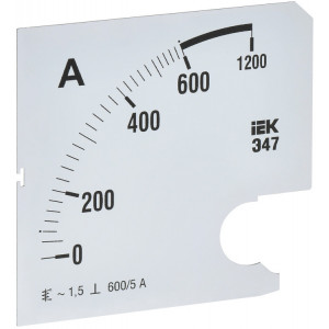 Шкала сменная для амперметра Э47 600/5А-1.5 96х96мм IPA20D-SC-0600